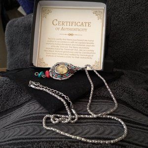 Native American tribal Natural Red Garnet Citrine Gemstone handmade pendant